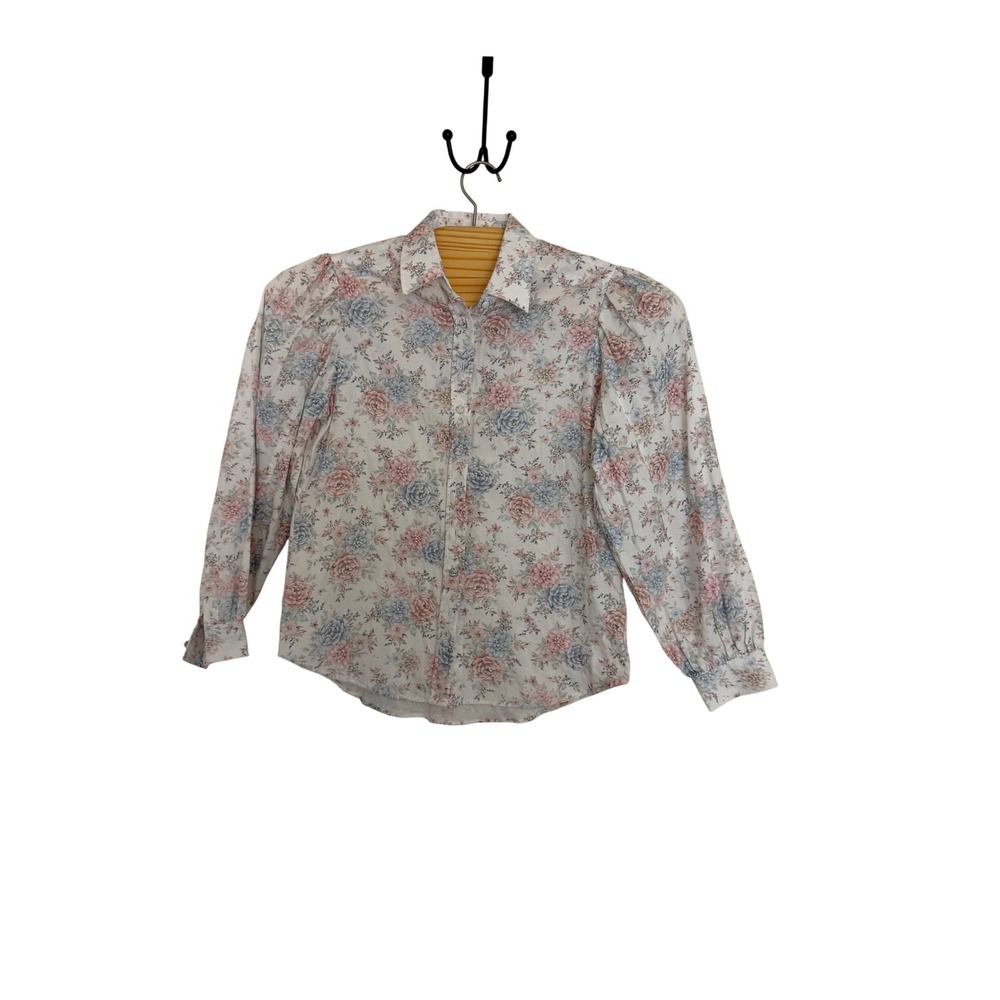 The Shirt Rochelle Behrens Pretty Floral No-Gape Cotton Blouse Medium NEW W TAGS